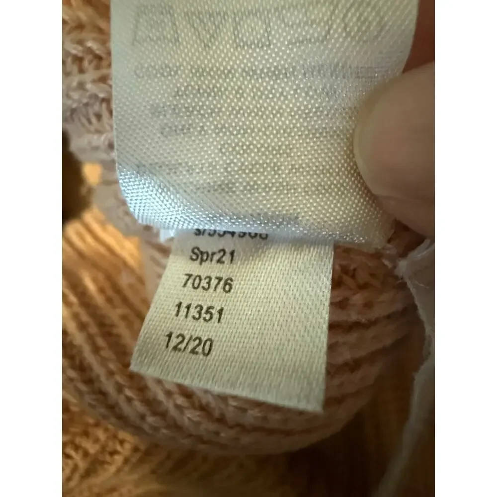 LOFT Women’s Chunky Knit V-Neck Sweater – Size Large – 100% Cotton Peach - Picture 10 of 10